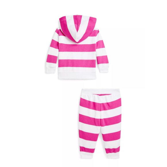 Baby Girls Striped Terry Full Zip Hoodie & Pants Set | 24 M | Ralph Lauren | NWT - Picture 2 of 3